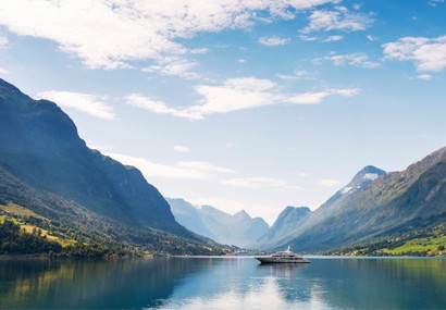 Yacht on Nordfjord, Norway