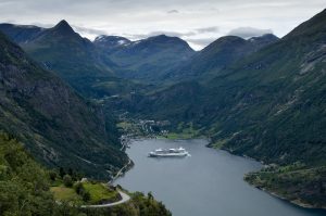 Surrounded by the towering fjords of Norway