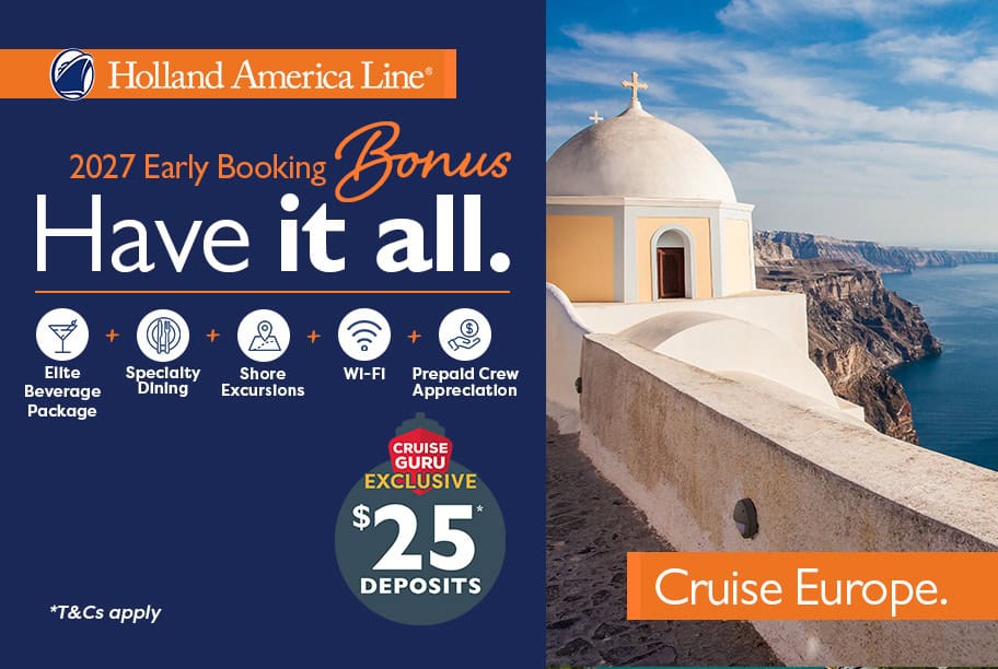 Holland America Early Booking Bonus 2027 Europe