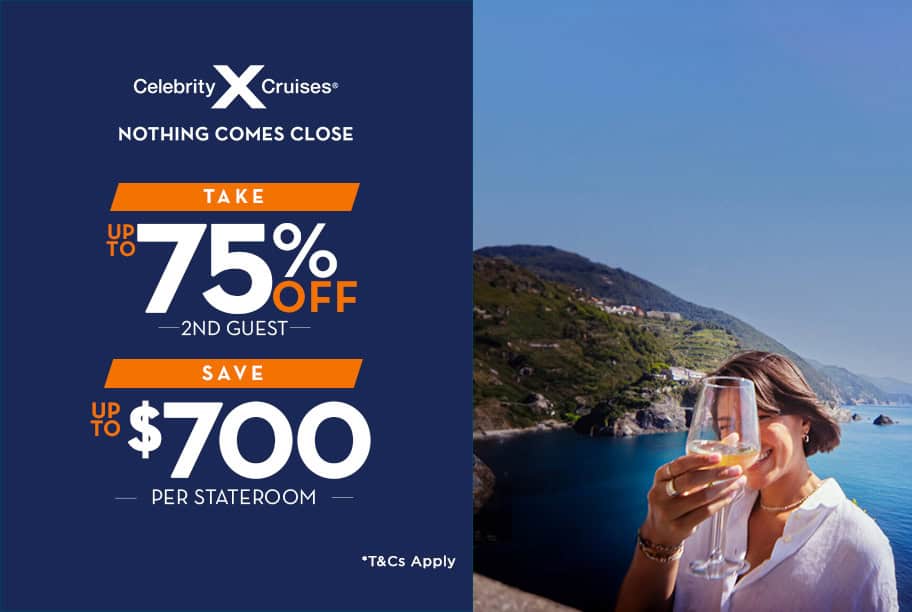 Celebrity Cruises Deal Up to 75% Off 2nd Guest + Save up to $700