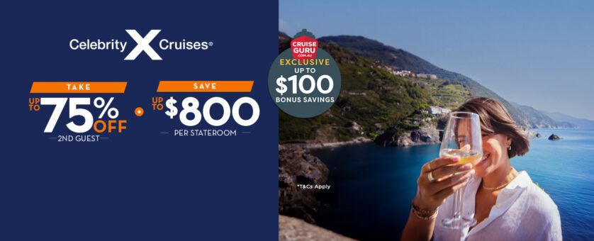 Celebrity Cruises Up to 75% off 2nd Passenger + Up to $800 OFF