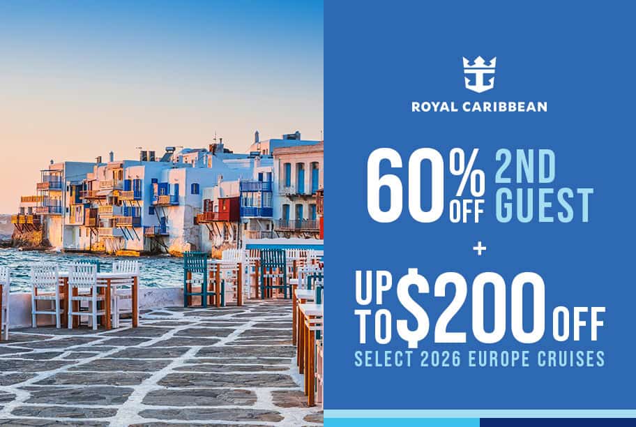 Royal Caribbean Sale Buy One Get 60% Off 2nd Guest + Up to $200 Off