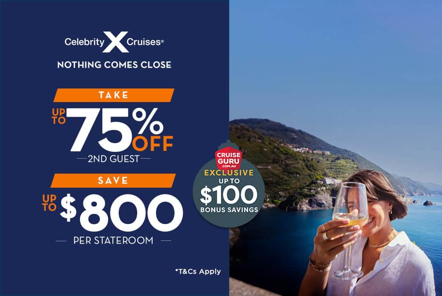 Celebrity Cruises Up to 75% off 2nd Passenger + Up to $800 OFF