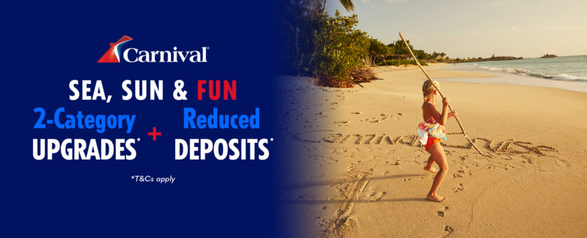 Carnival Sea, Sun and Fun Sale - 2-Category Upgrades + Reduced Deposits