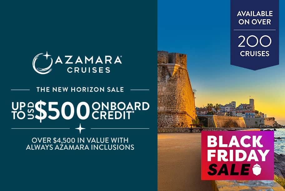 Azamara Limited Time Off - Up to US$500 Onboard Credit Black Friday