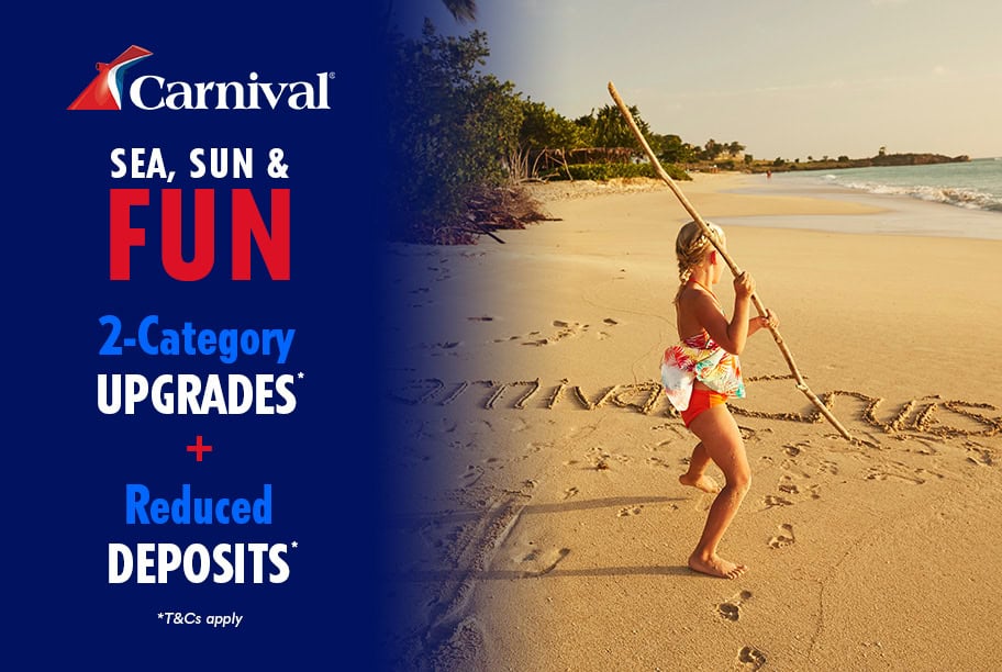 Carnival Sea, Sun and Fun Sale - 2-Category Upgrades + Reduced Deposits