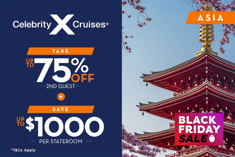 Celebrity Cruises Black Firday Sale Up to 75% Off 2nd Guest + Save Up to $1,000