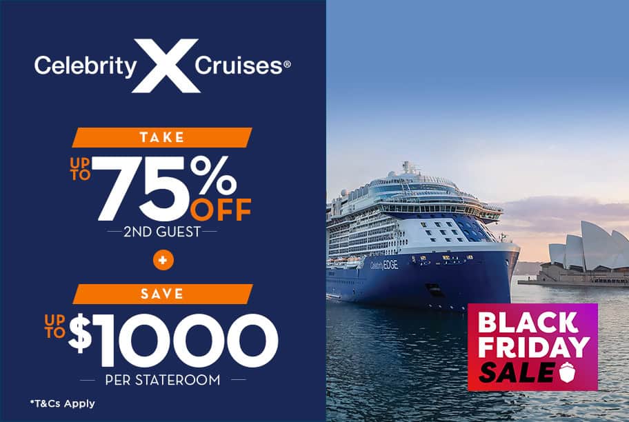 Celebrity Cruises Black Firday Sale Up to 75% Off 2nd Guest + Save Up to $1,000