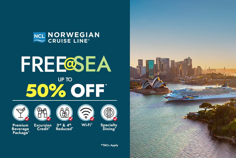 Norwegian Cruises - Free at Sea Up to 50% off