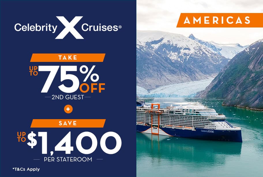 Celebrity Cruises - Save 75% off 2nd Guest + Up to $1,400 Off