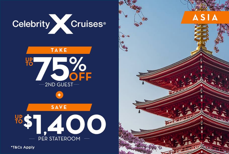 Celebrity Cruises - Save 75% off 2nd Guest + Up to $1,400 Off